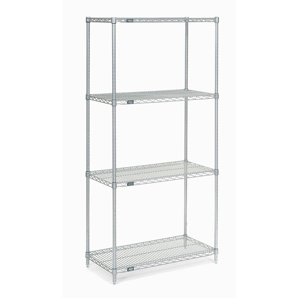 Nexel Nexelate Wire Shelving Starter Unit, Silver Epoxy, 72W x 18D x 86H 18728EP - main